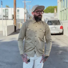 Iron Heart IHSH-319-KHA 8oz Military Shirt Khaki FINAL SALE