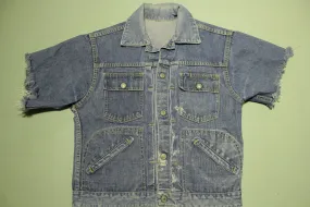 JC Penney's 1950's Type 2 Pleated Selvedge Denim Blue Jean Trucker Jacket Cut Off Sleeve