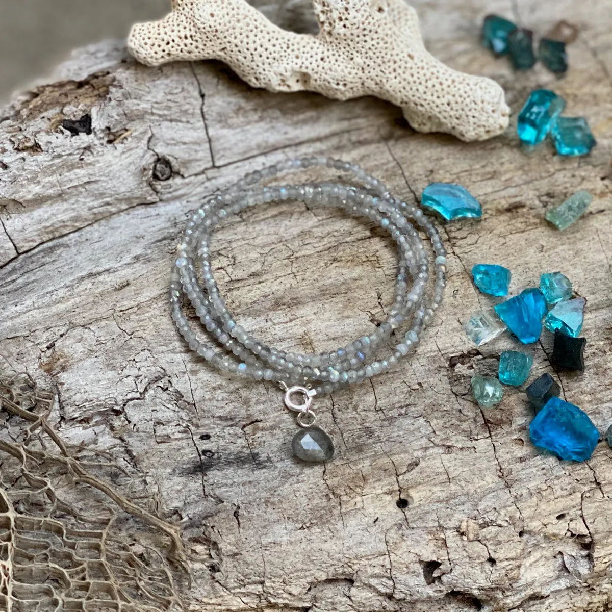 Labradorite Wrap Bracelet for a Positive Change in Your Life - Silver