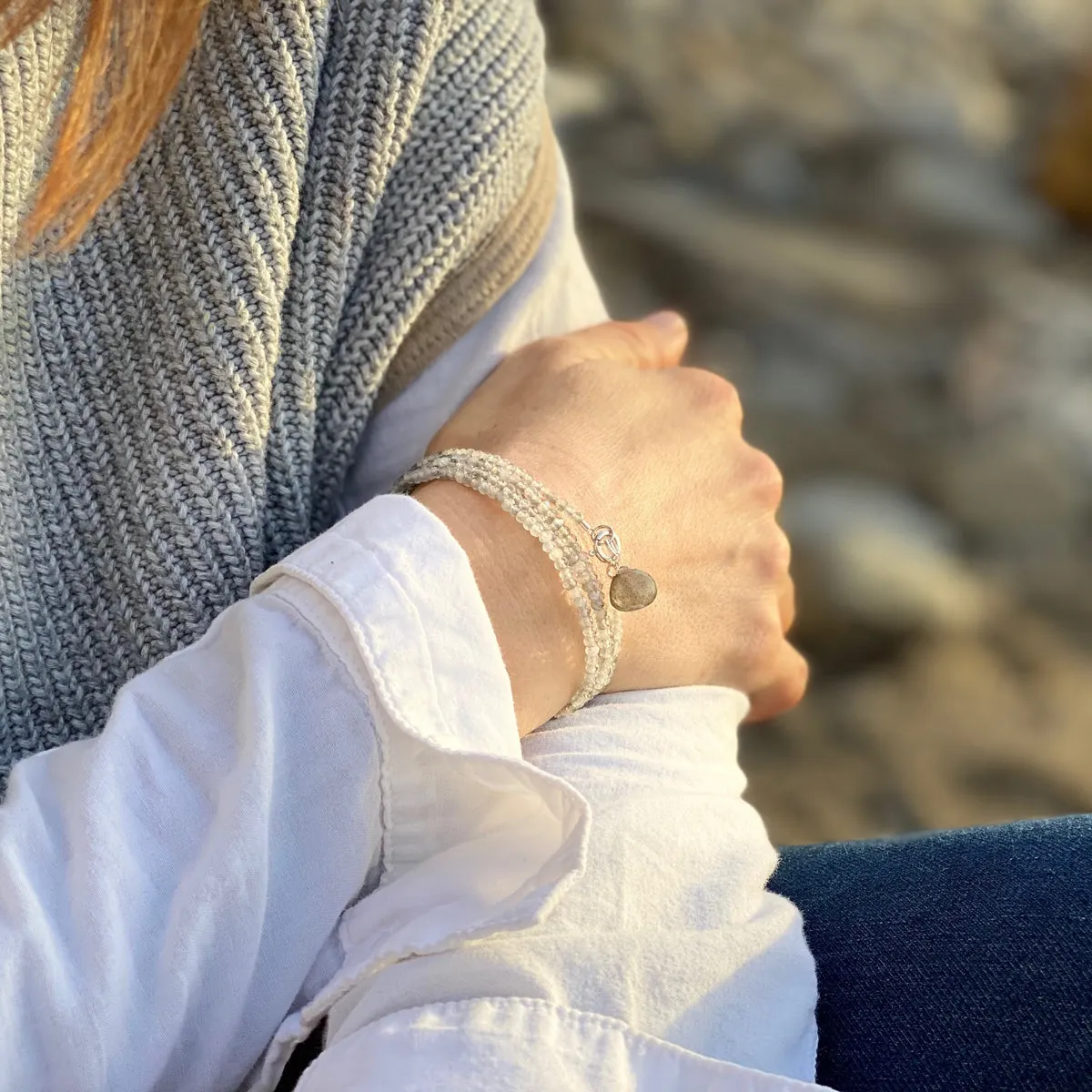 Labradorite Wrap Bracelet for a Positive Change in Your Life - Silver