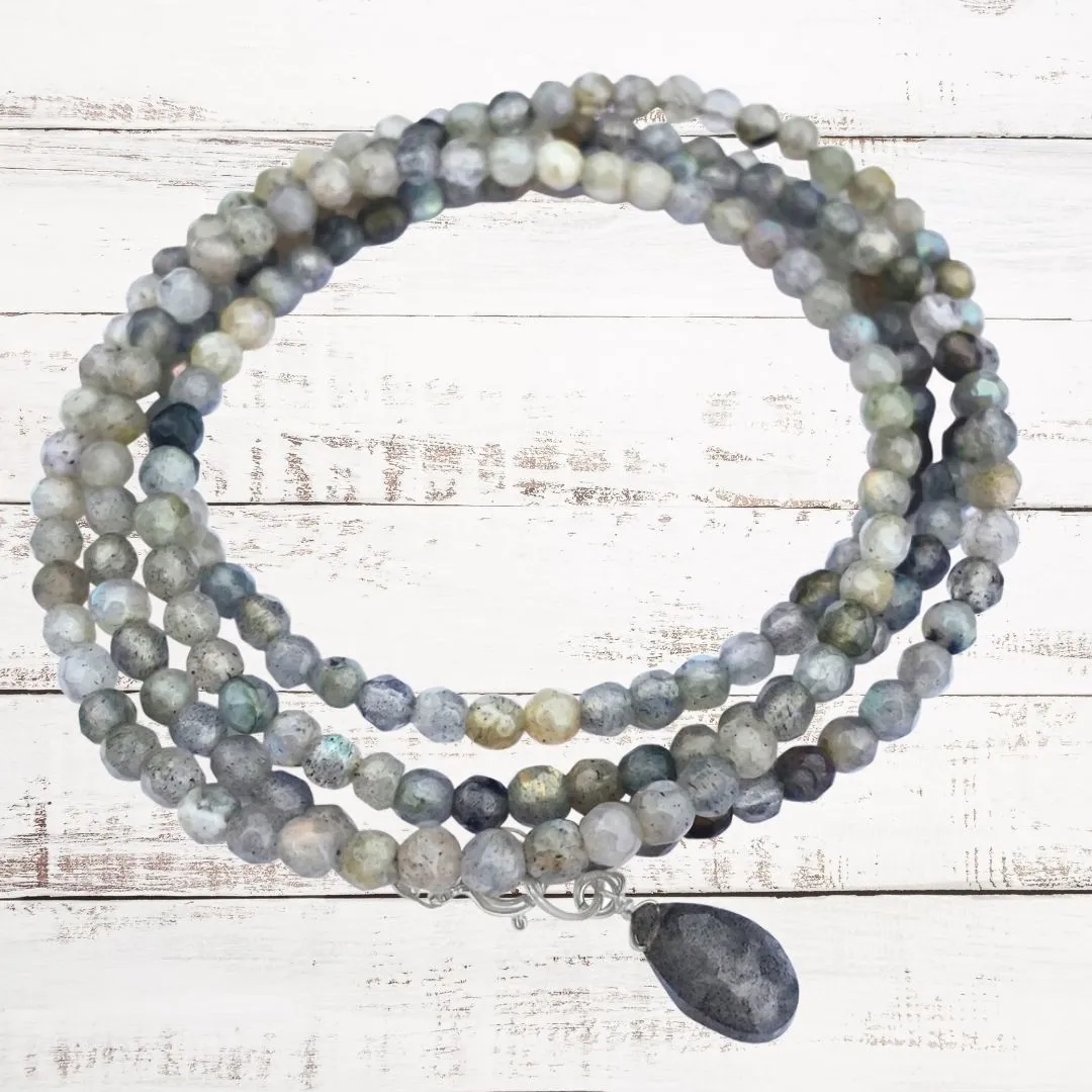 Labradorite Wrap Bracelet for a Positive Change in Your Life - Silver