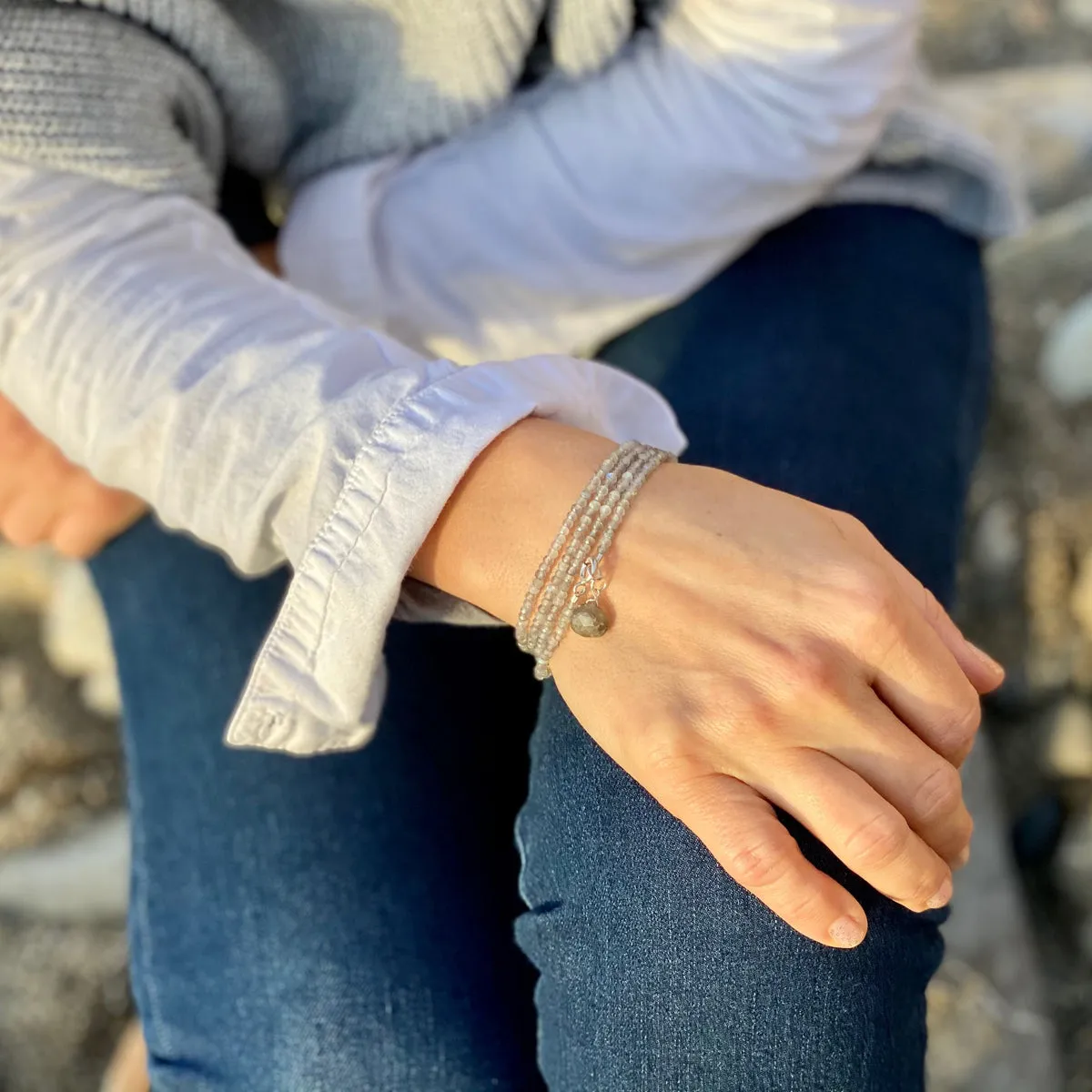 Labradorite Wrap Bracelet for a Positive Change in Your Life - Silver