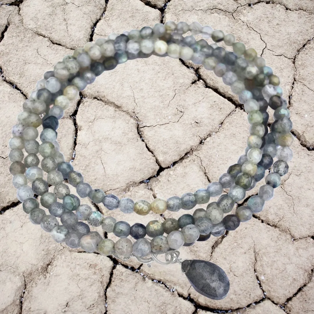 Labradorite Wrap Bracelet for a Positive Change in Your Life - Silver