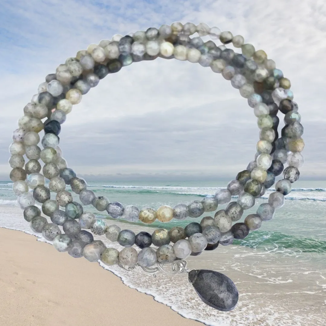 Labradorite Wrap Bracelet for a Positive Change in Your Life - Silver