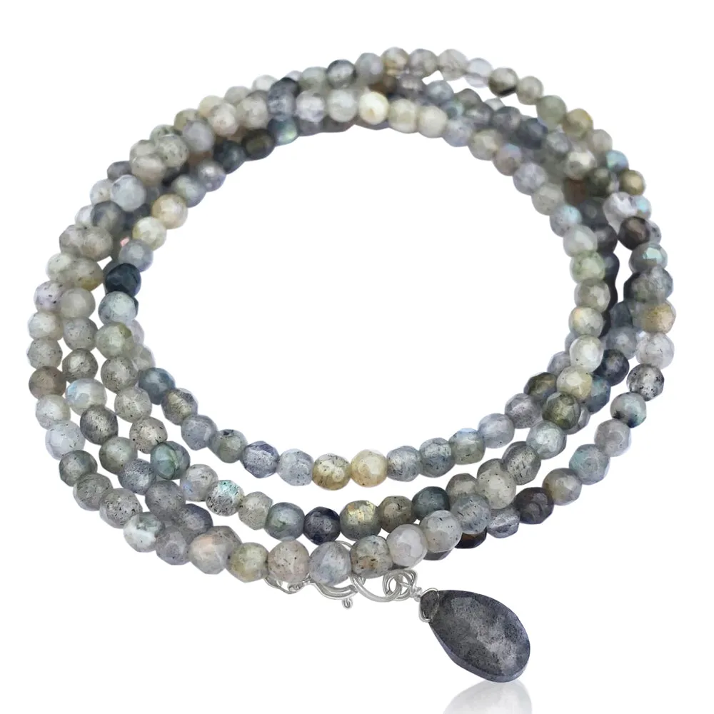 Labradorite Wrap Bracelet for a Positive Change in Your Life - Silver