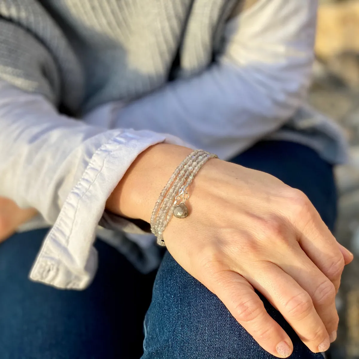 Labradorite Wrap Bracelet for a Positive Change in Your Life - Silver