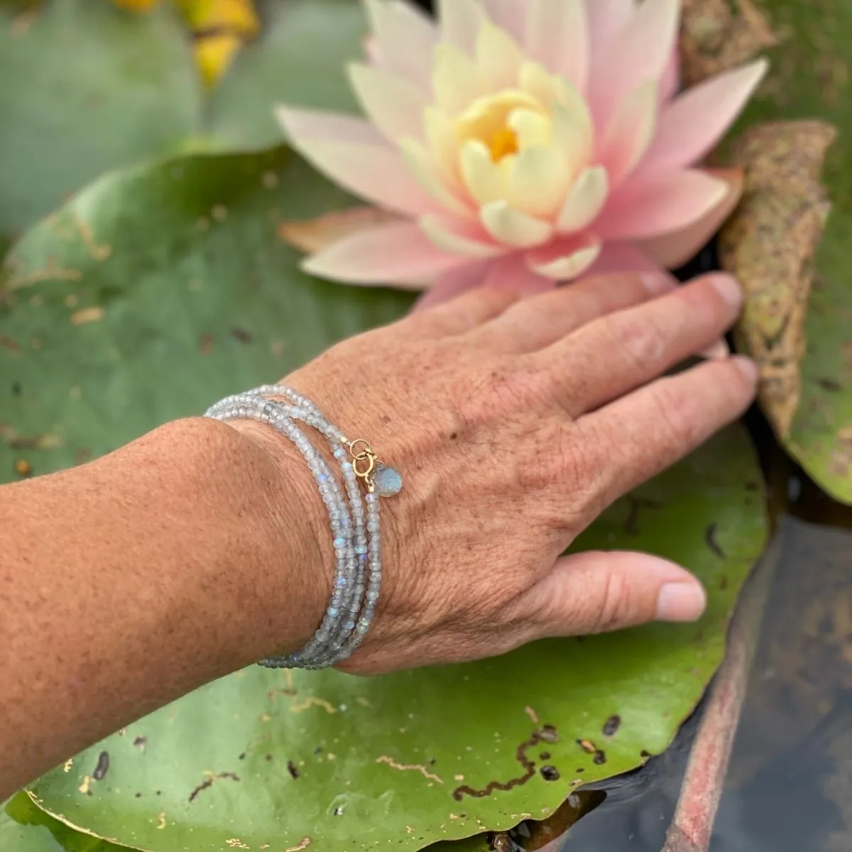 Labradorite Wrap Bracelet for a Positive Change in Your Life - Silver