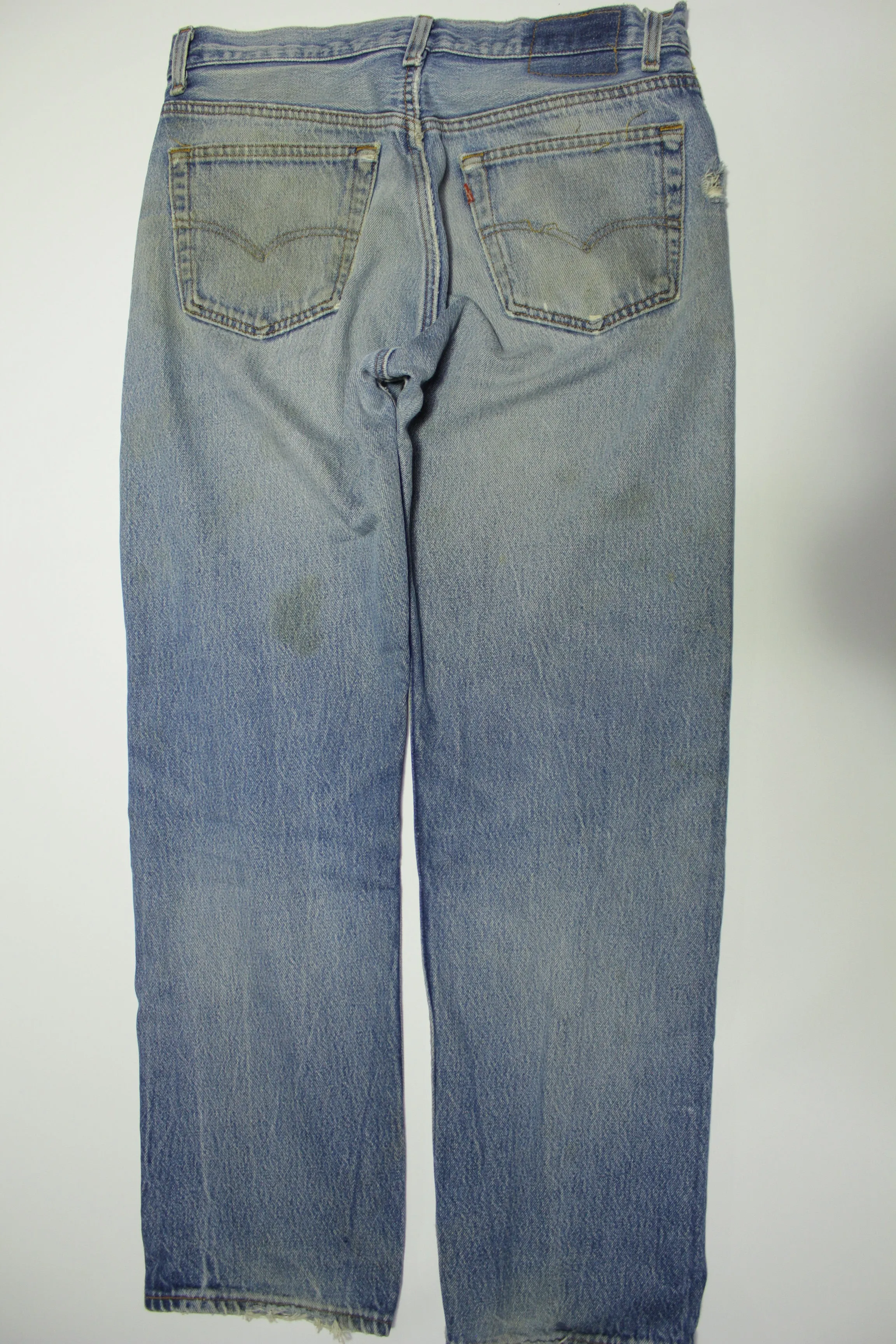 Levis 501 Distressed Button Fly Vintage 80's Denim Grunge Punk Red Tab Blue Jeans