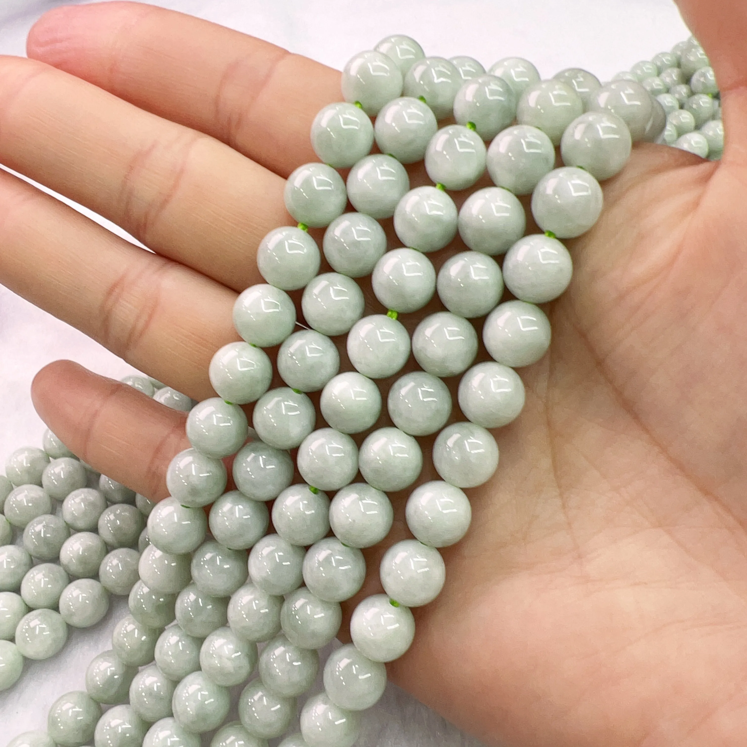 Light Green - Genuine Jade 8mm Jadeite Round Bead Strands for DIY Jewelry Project