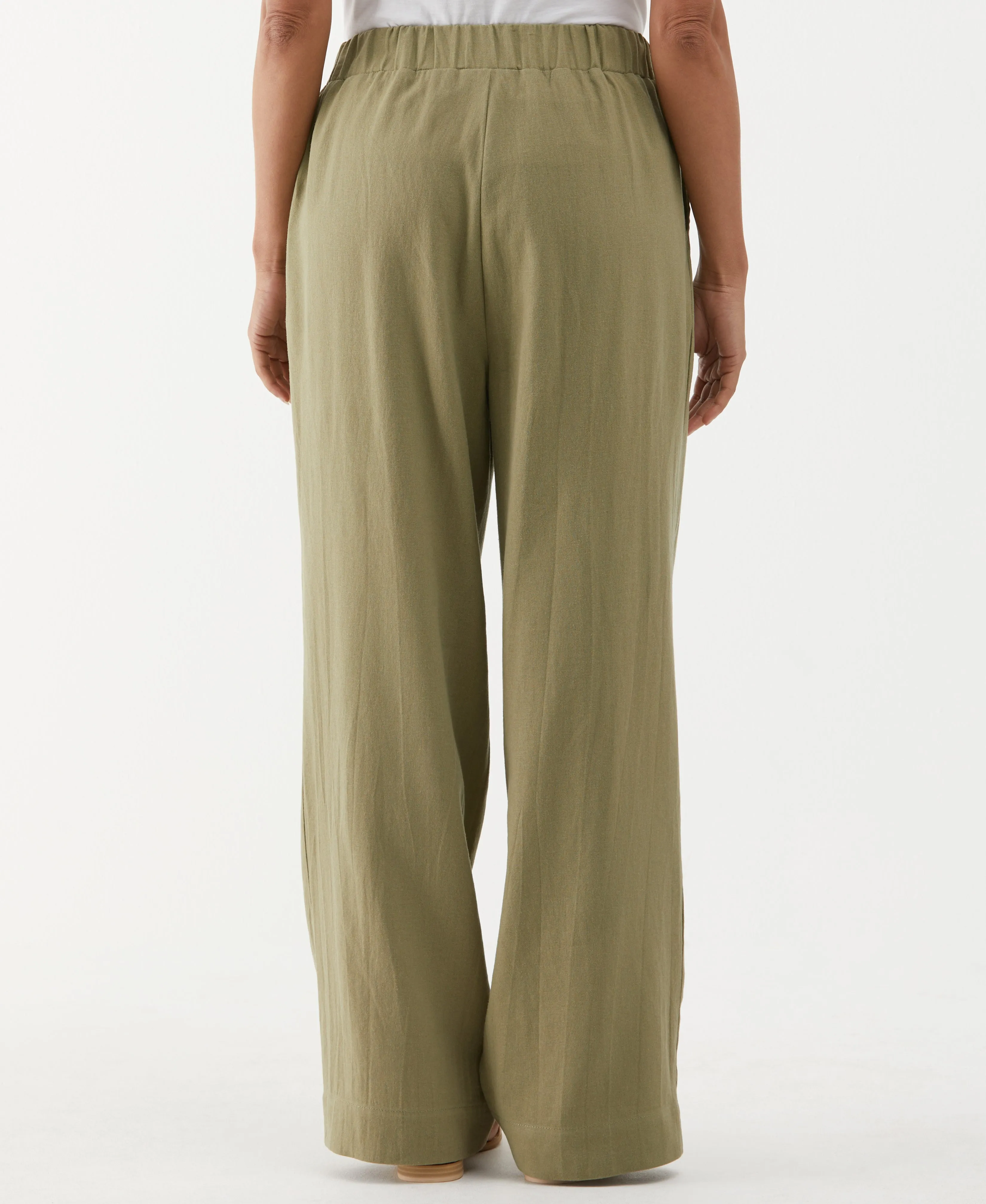 Linen Blend Pleated Wide Leg Pant