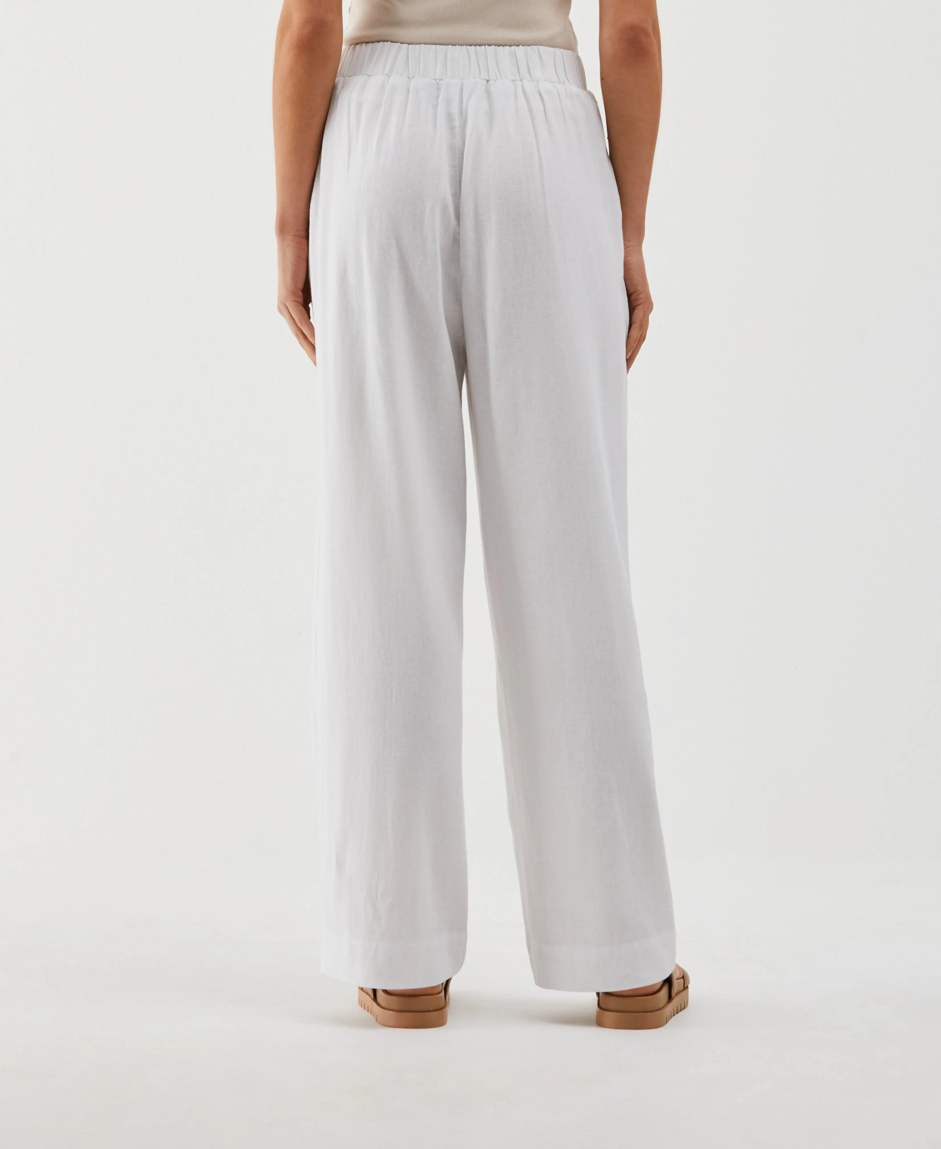 Linen Blend Pleated Wide Leg Pant