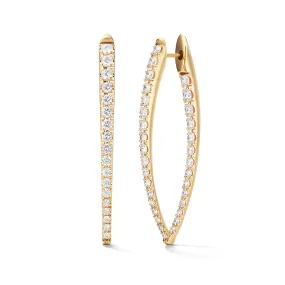 MELISSA KAYE 18K YELLOW GOLD CRISTINA INSIDE-OUTSIDE V-HOOP DIAMOND EARRINGS 1.94CTW