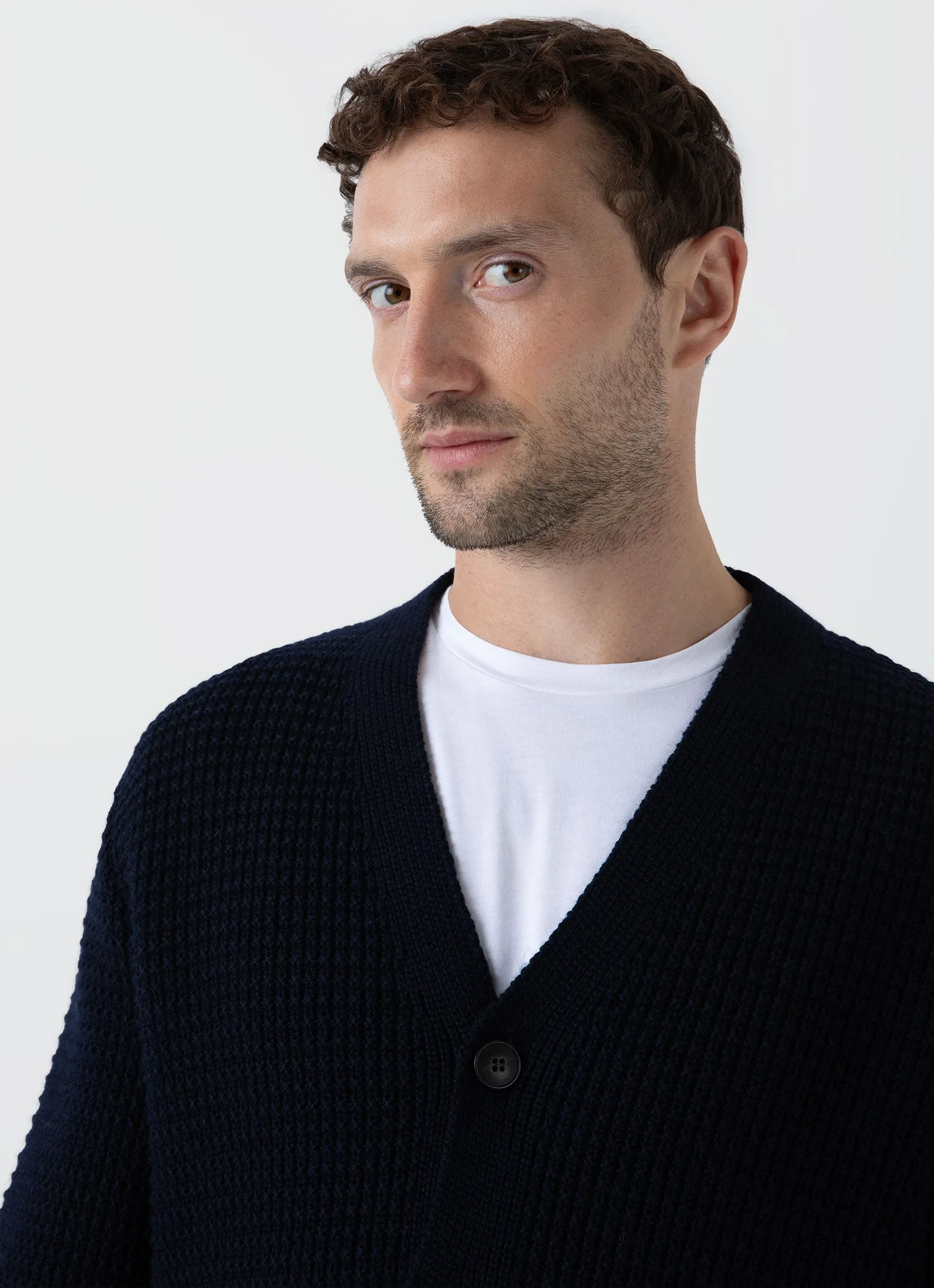 Men's Fisherman Cardigan in Navy