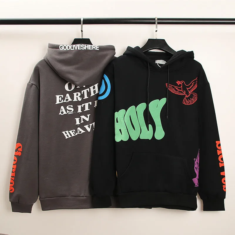 New fashion streetwear 100% Cotton loose hip hop graffiti hoodies