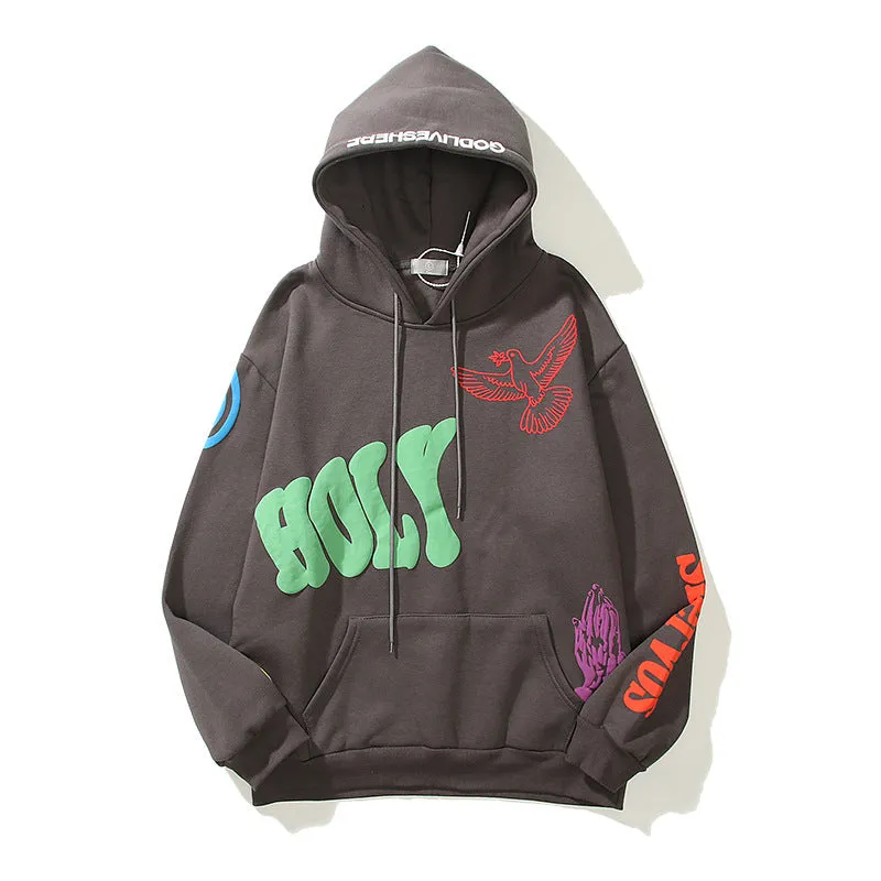 New fashion streetwear 100% Cotton loose hip hop graffiti hoodies