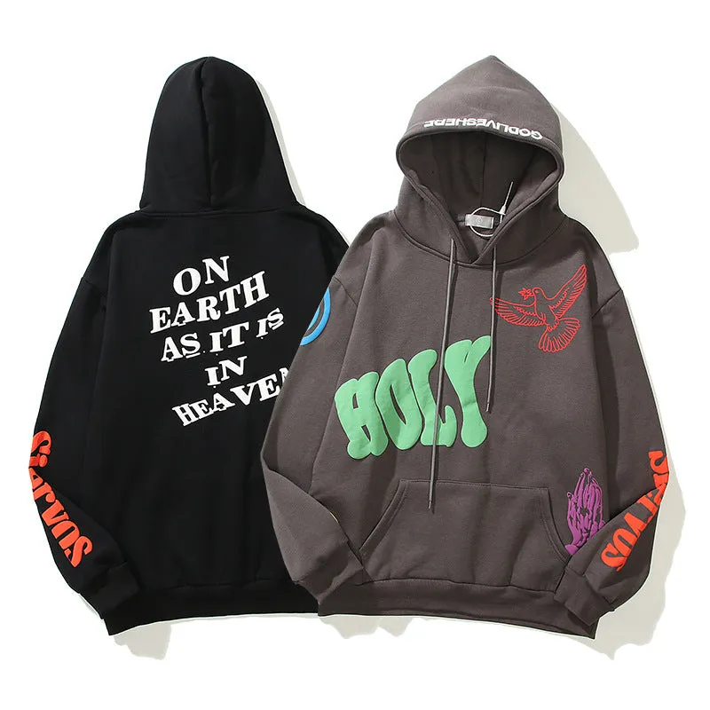 New fashion streetwear 100% Cotton loose hip hop graffiti hoodies