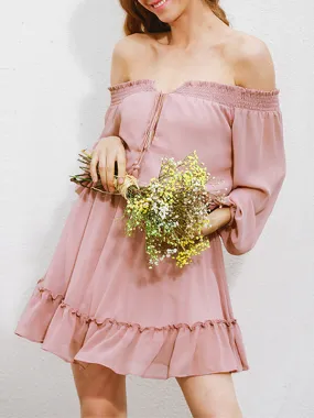 Off-the-shoulder A-line Loose Chiffon Dress