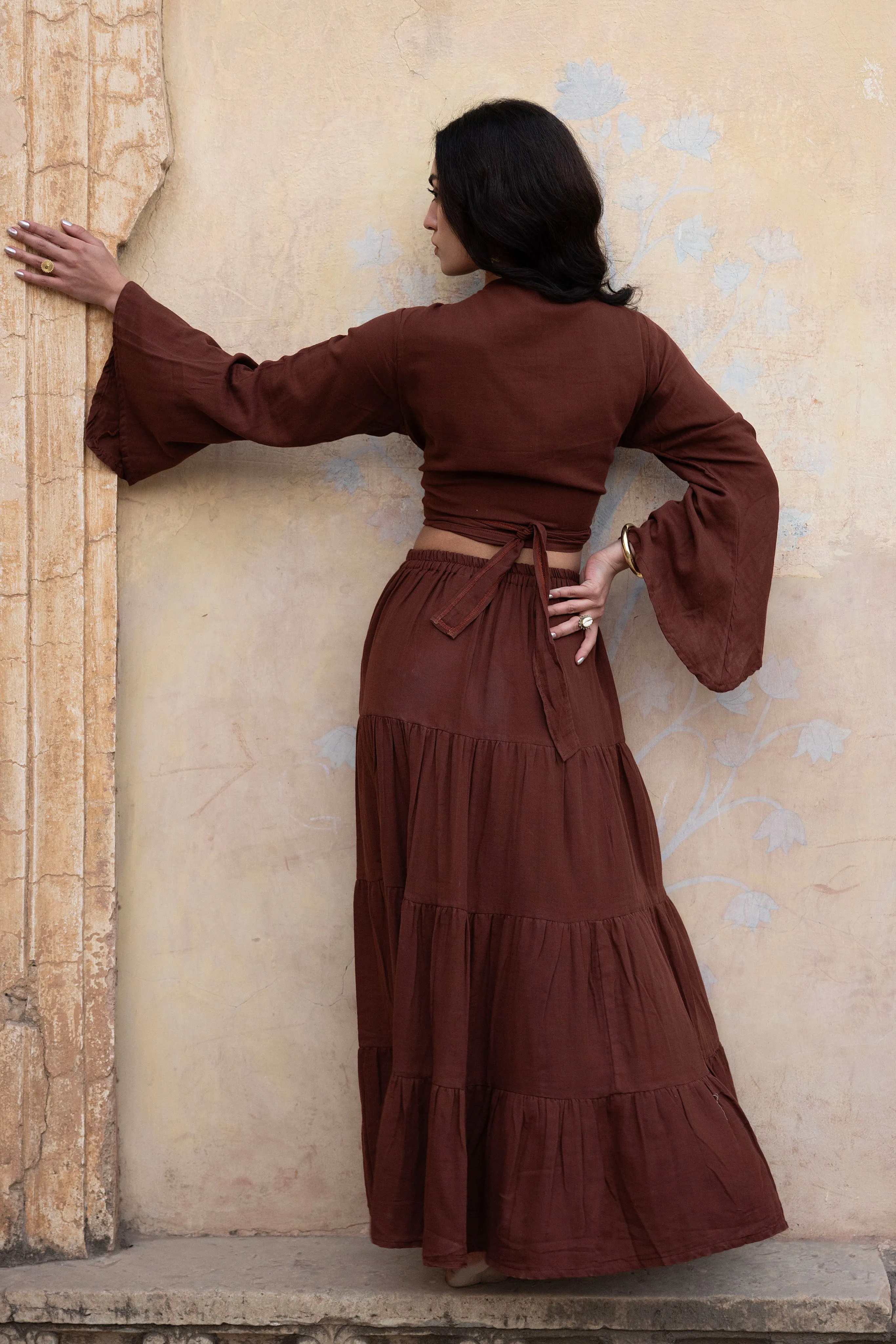 Ona Gypsy Ruffle Skirt  - Rust Orange