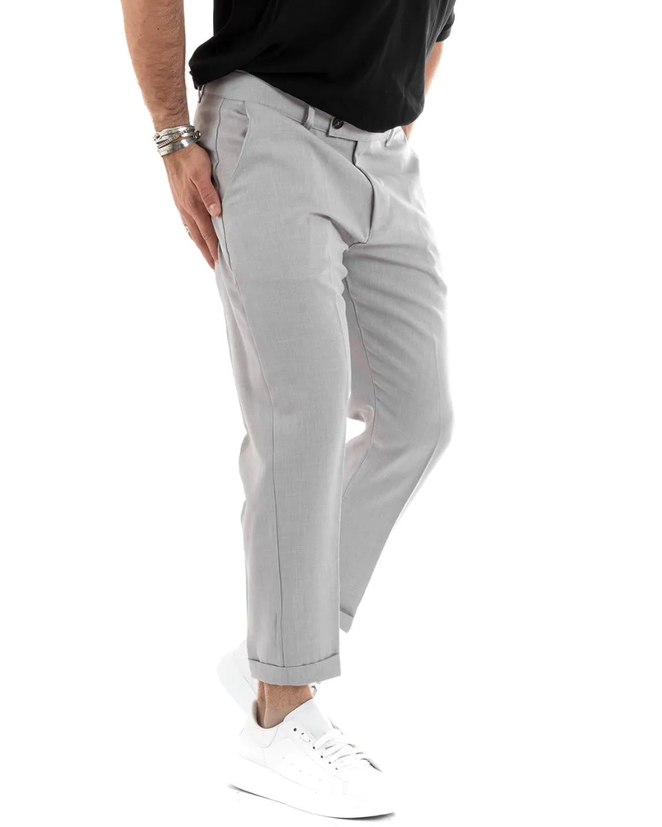 Pantaloni Uomo Viscosa Loose Fit Tasca America Abbottonatura Allungata Grigio GIOSAL-P5765A