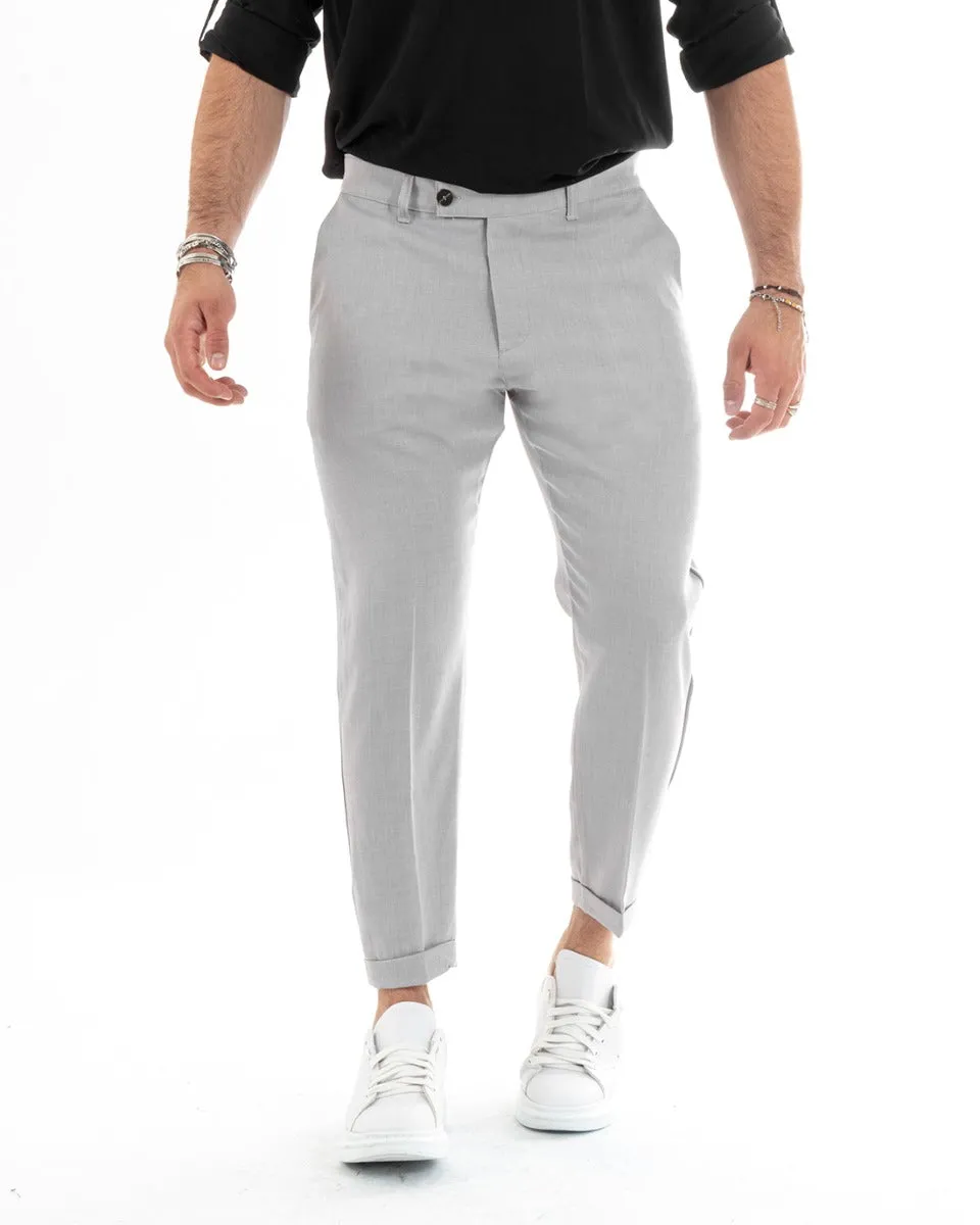 Pantaloni Uomo Viscosa Loose Fit Tasca America Abbottonatura Allungata Grigio GIOSAL-P5765A