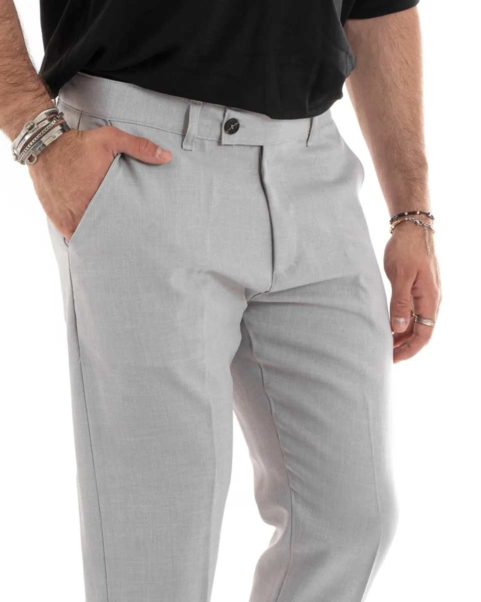 Pantaloni Uomo Viscosa Loose Fit Tasca America Abbottonatura Allungata Grigio GIOSAL-P5765A