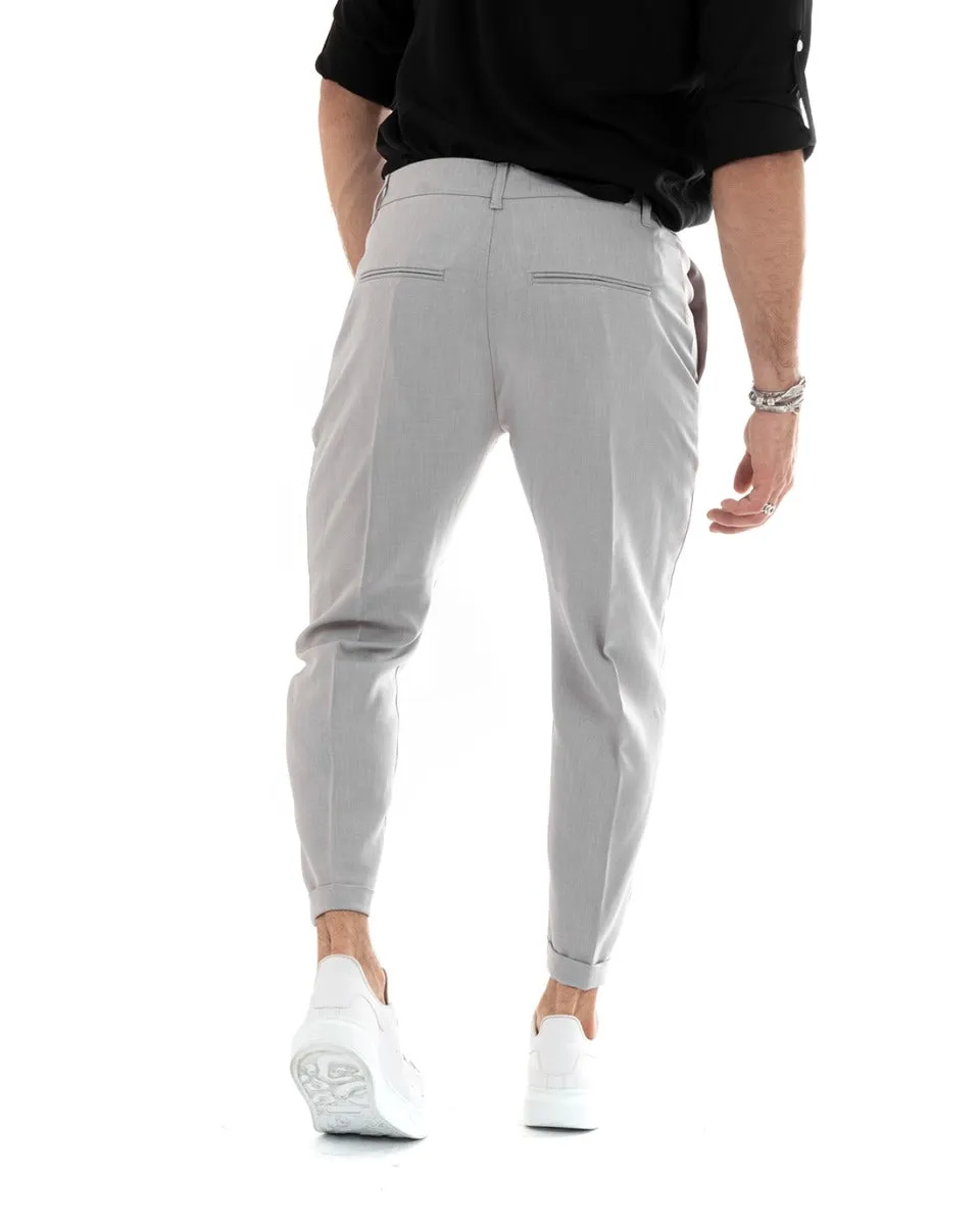 Pantaloni Uomo Viscosa Loose Fit Tasca America Abbottonatura Allungata Grigio GIOSAL-P5765A