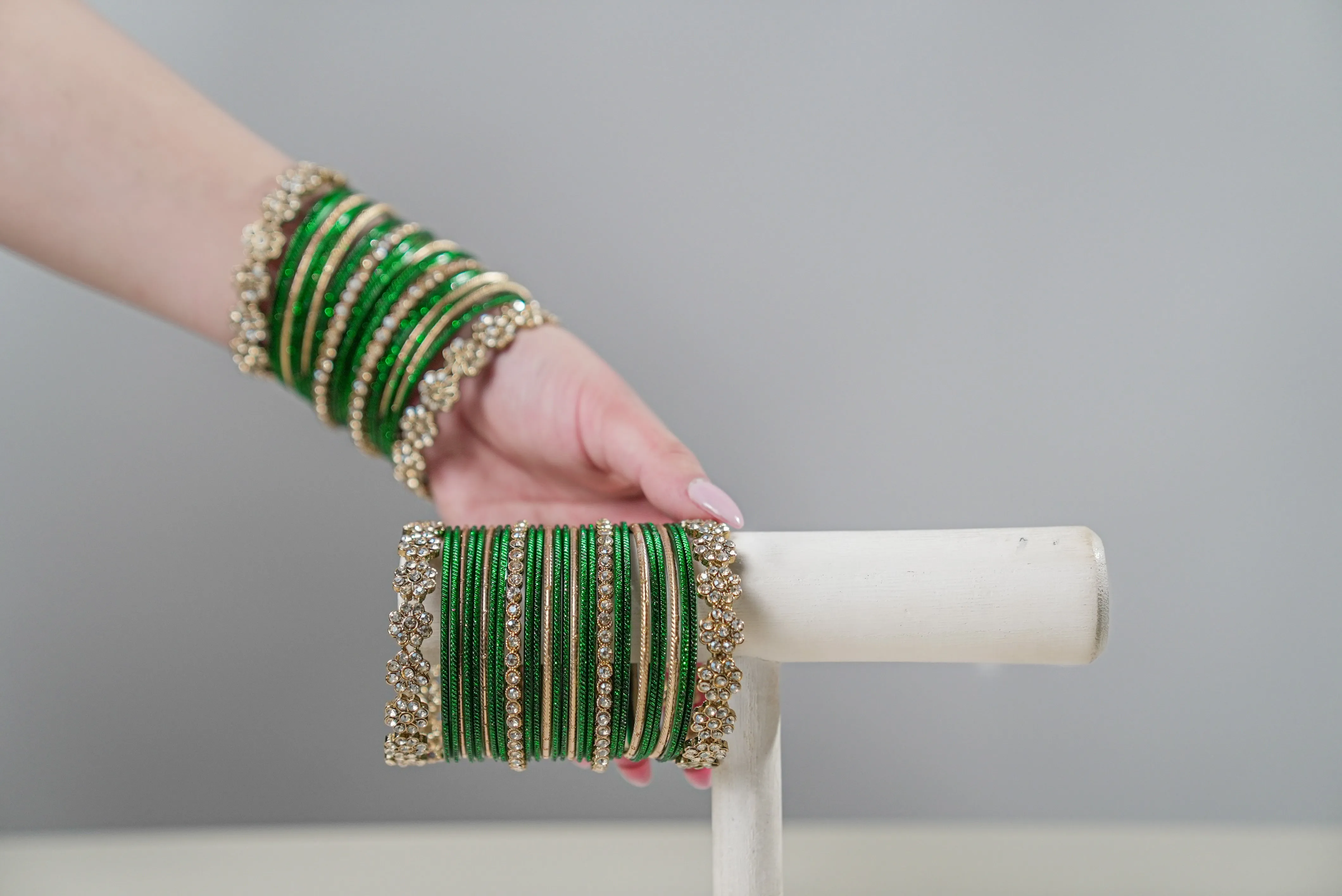 Parineeta Green Bangles - 2 Hand Set