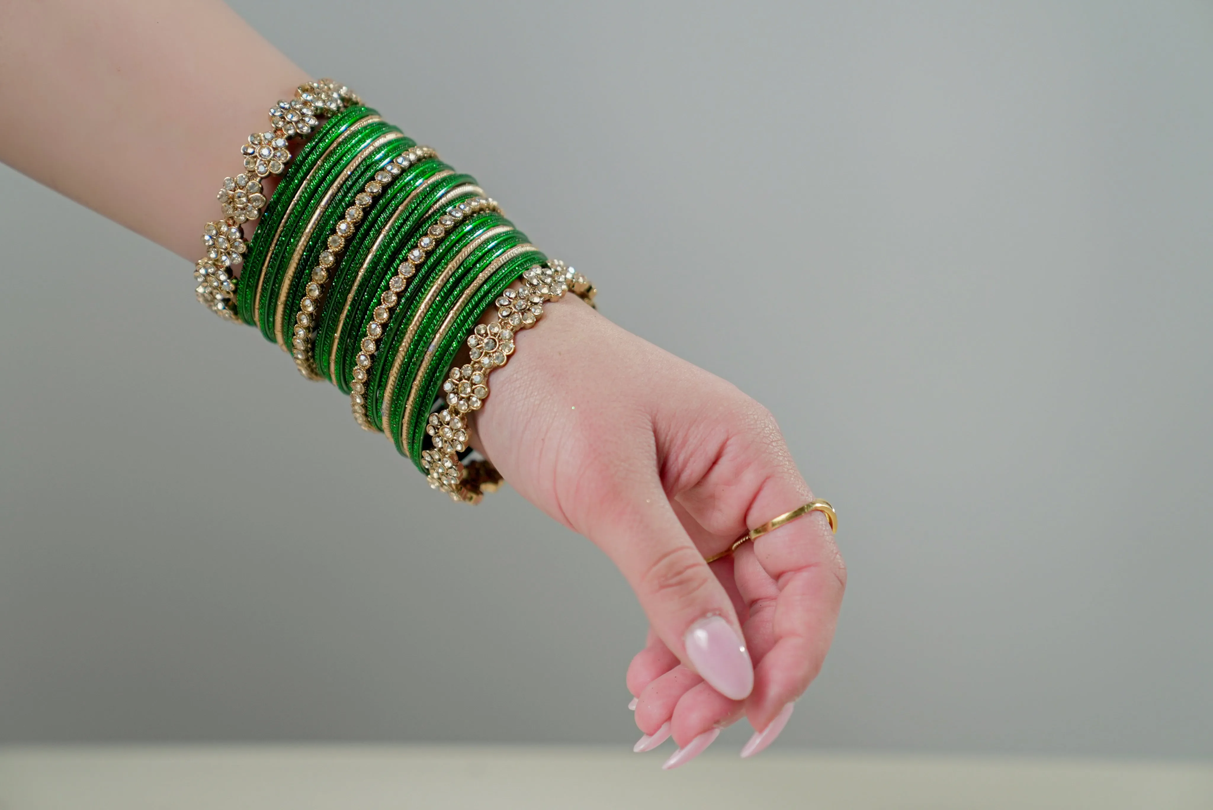 Parineeta Green Bangles - 2 Hand Set