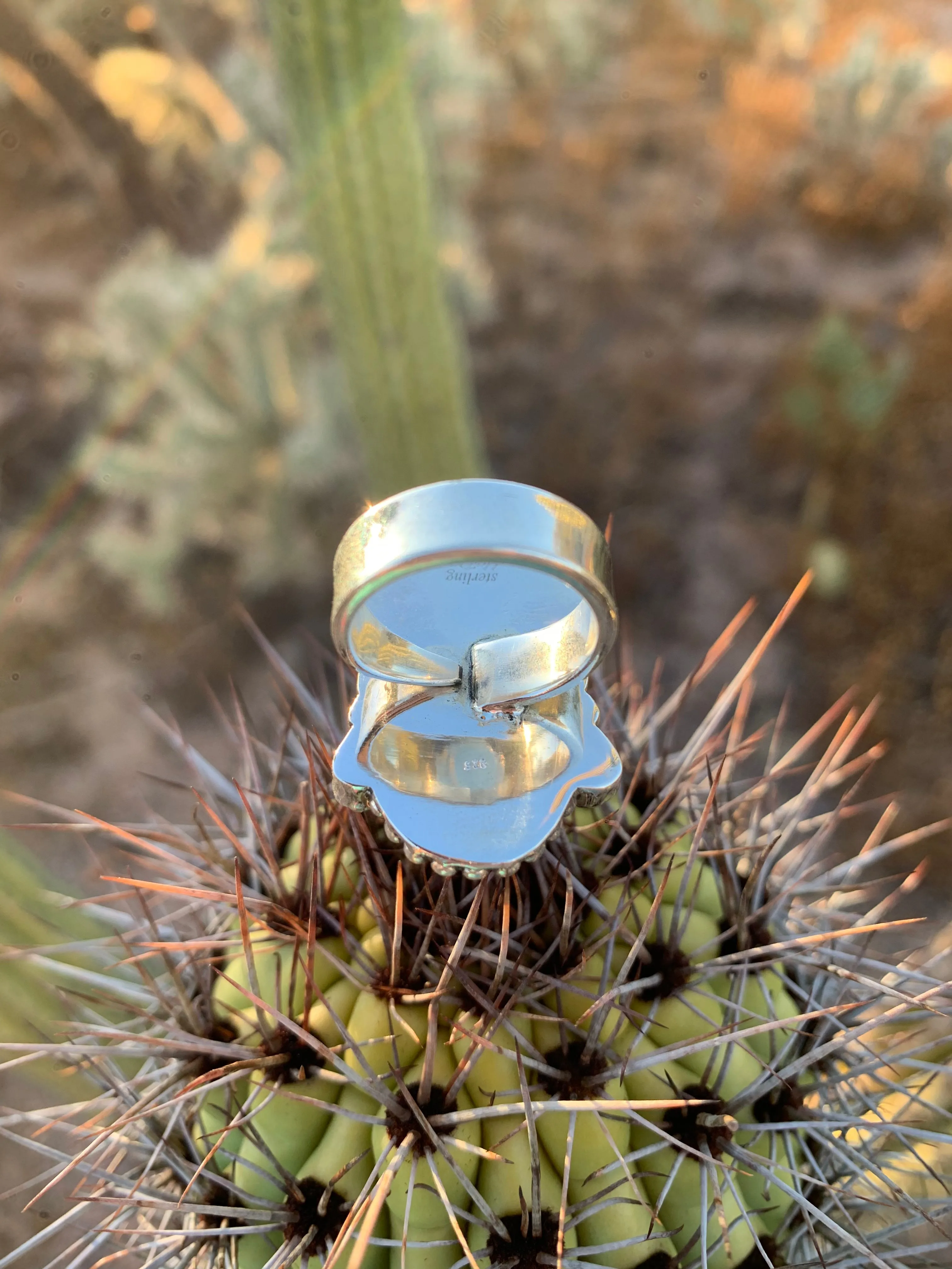 Pink Opal & Turquoise Adjustable ring