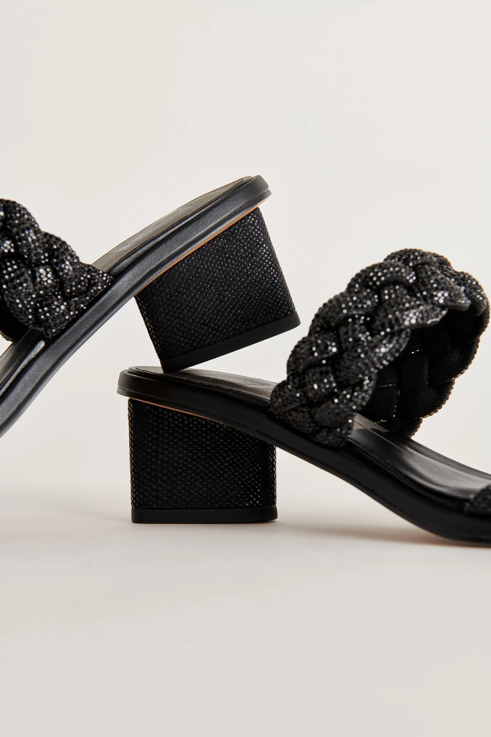 RONIN RHINESTONE SANDALS BLACK RHINESTONE - re:vita