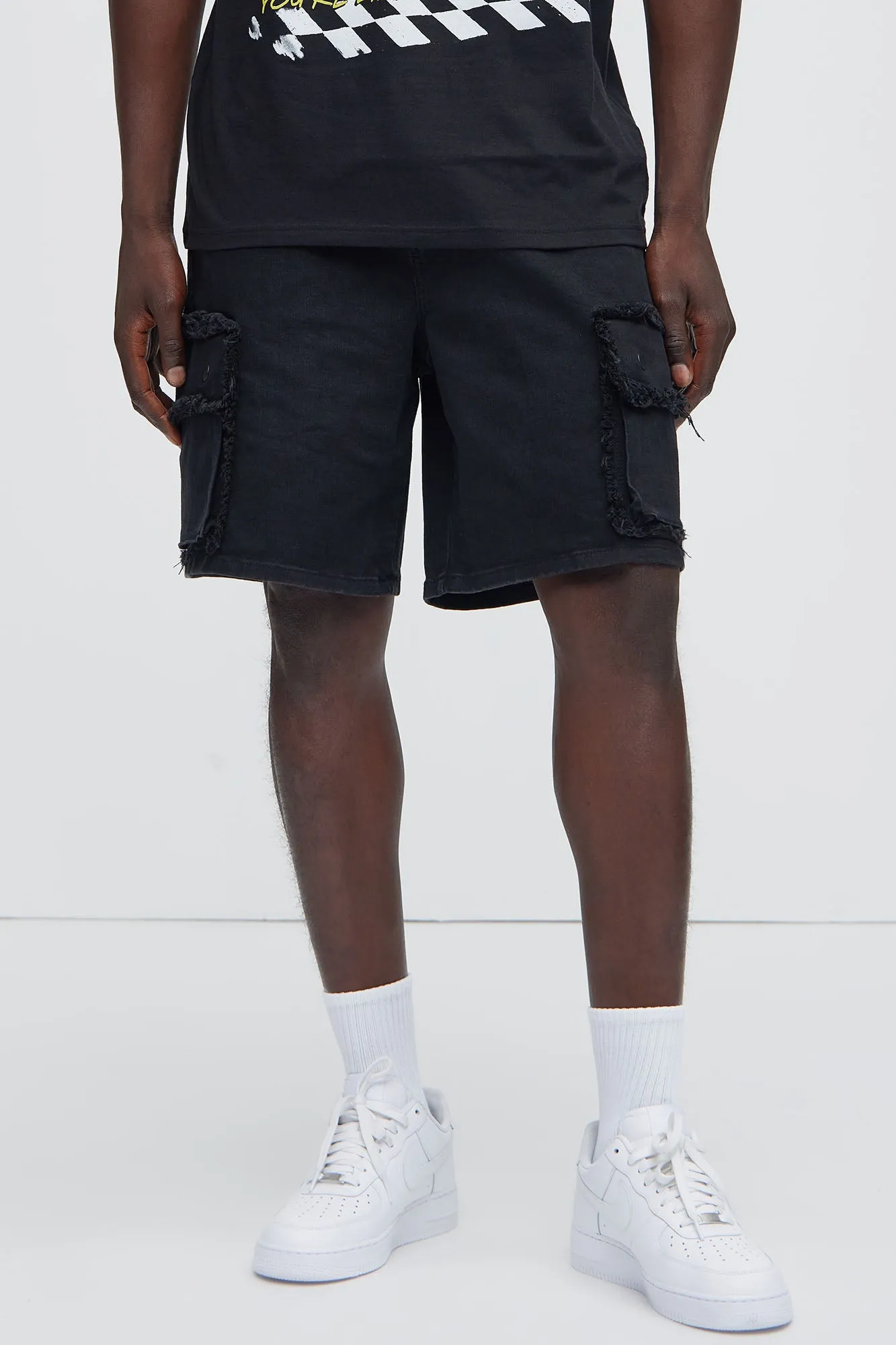 Rush Home Denim Cargo Shorts - Black