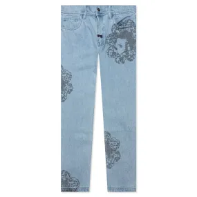 Special Printed Denim Pant - Washed