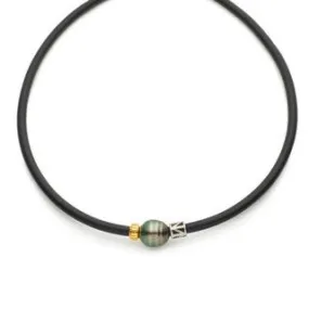 Tahitian Pearl White & Yellow Gold Necklet