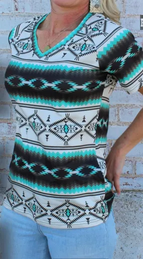 The Santa Fe V Neck Aztec Top