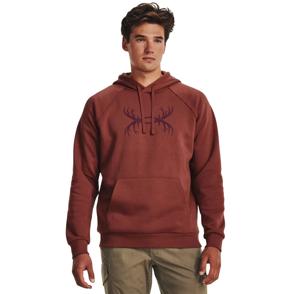 'Under Armour' Men's UA Rival Fleece Antler Hoodie - Cinna Red / Dark MaroonRIVAL ANTLER HOODIE - 1380258 688