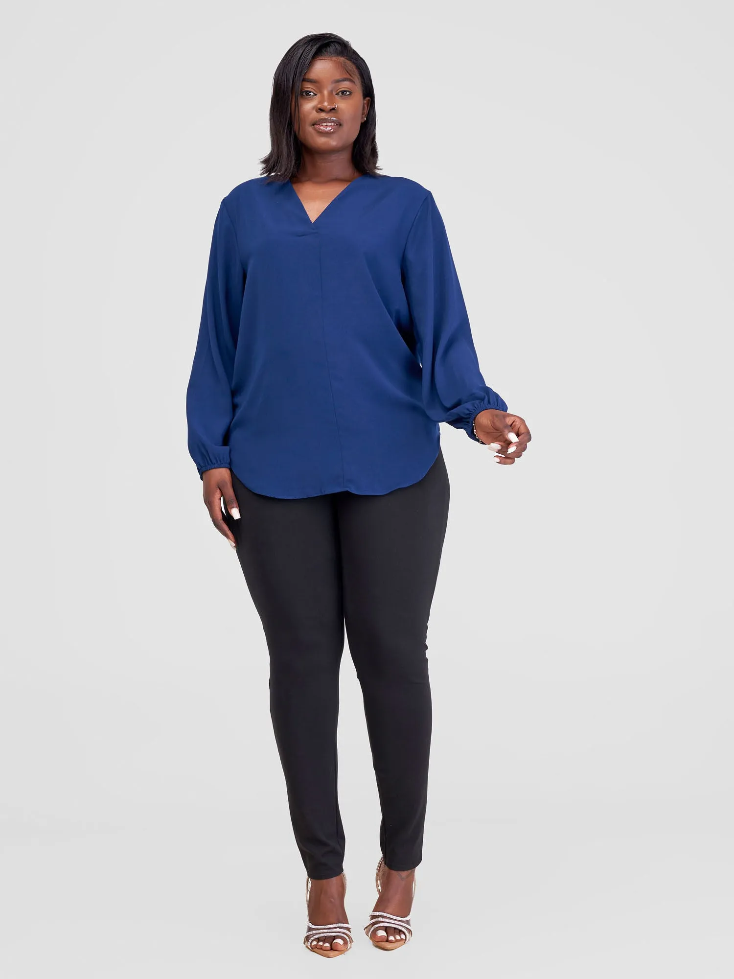 Vivo Dua Long Bishop Sleeve Top - Navy Blue