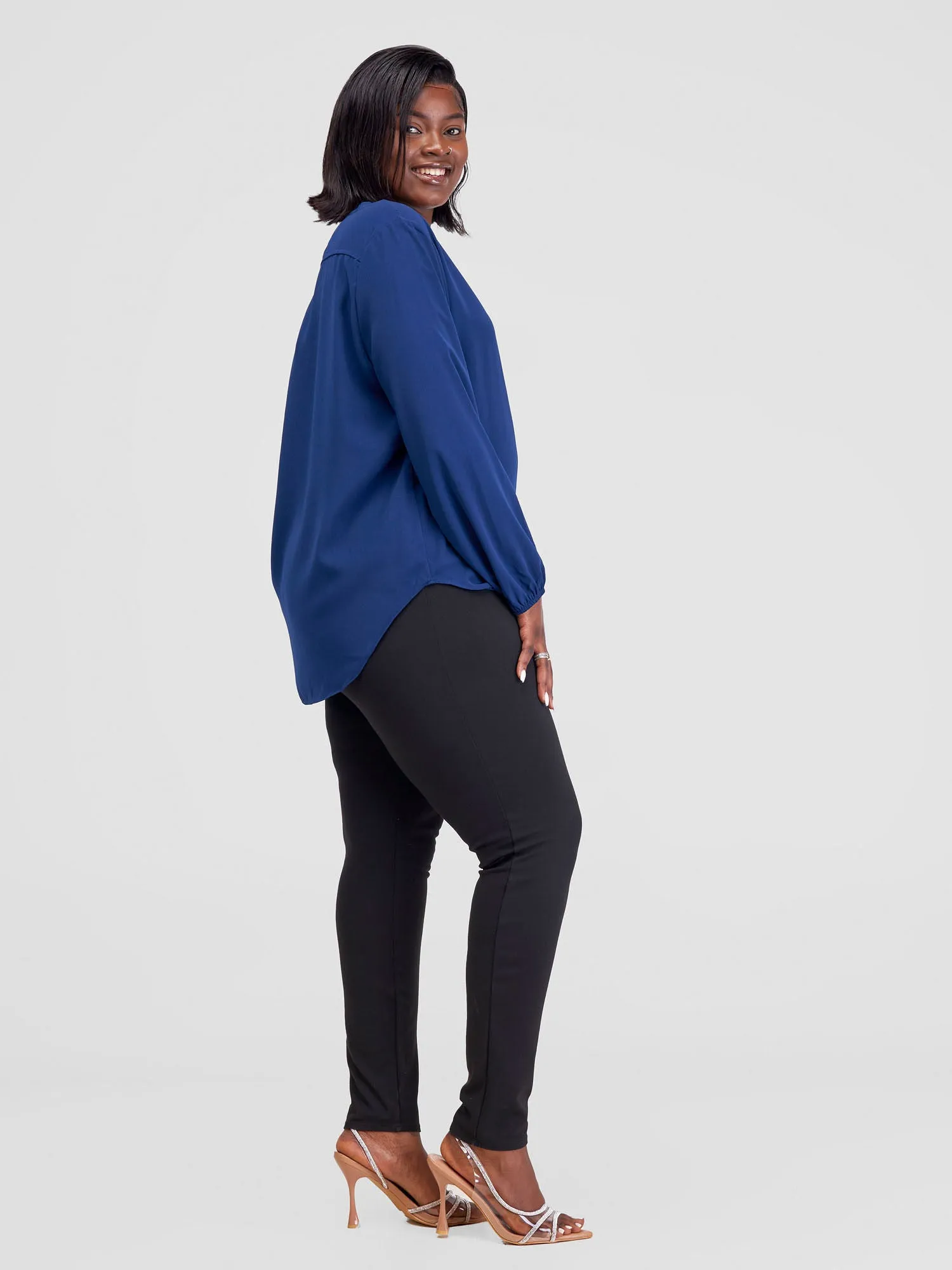 Vivo Dua Long Bishop Sleeve Top - Navy Blue