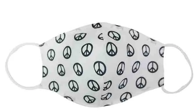 White/Black Peace Fabric Face Mask (Adult)