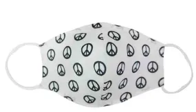 White/Black Peace Fabric Face Mask (Adult)