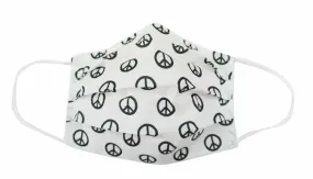 White/Black Peace Fabric Face Mask (Adult/Child)