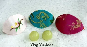 Women's Wellness Sale- Pair Green Jade Ben Wa Kegel Balls-Undrilled, No Hole   Free Gift Silk Fortune Cookie