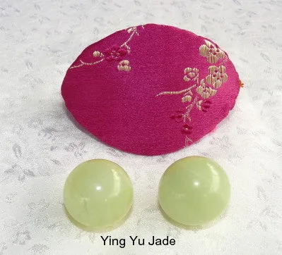 Women's Wellness Sale- Pair Green Jade Ben Wa Kegel Balls-Undrilled, No Hole   Free Gift Silk Fortune Cookie