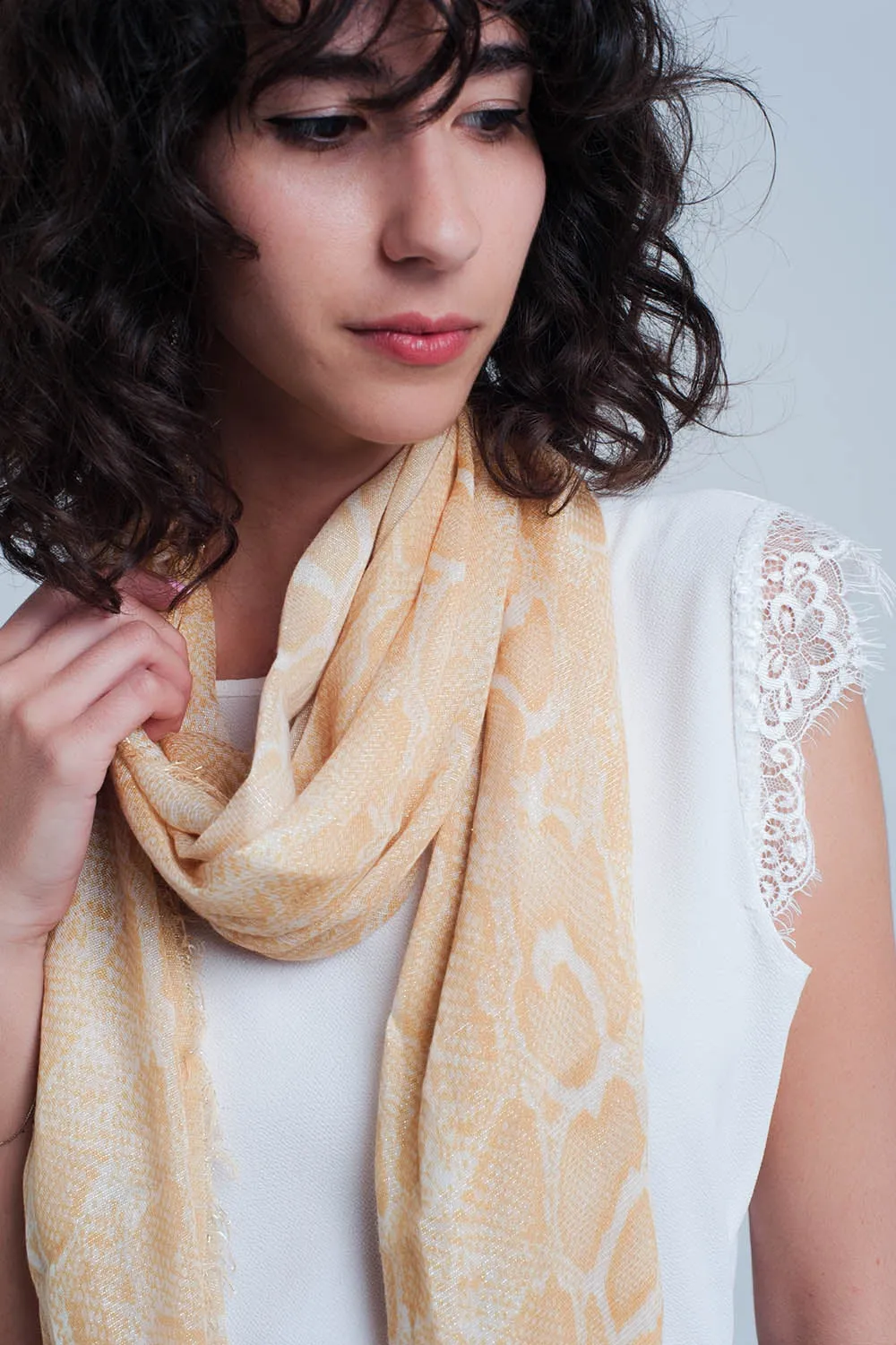 Yellow Scarf with Leopard Print